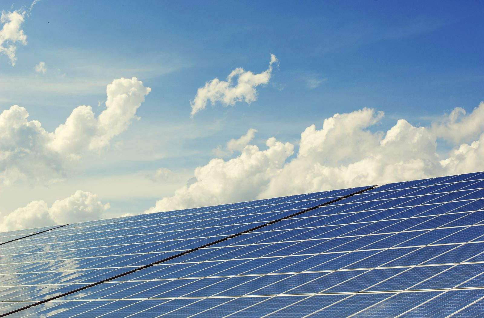 Solar panels against open sky