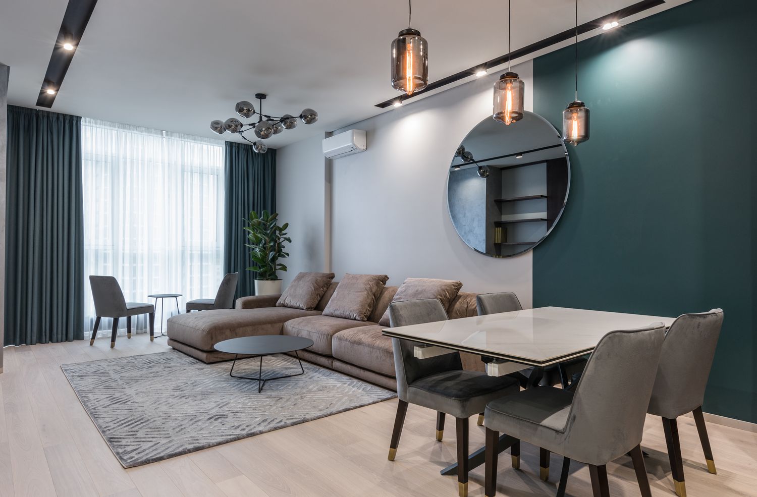 A finished dining room with clean corners