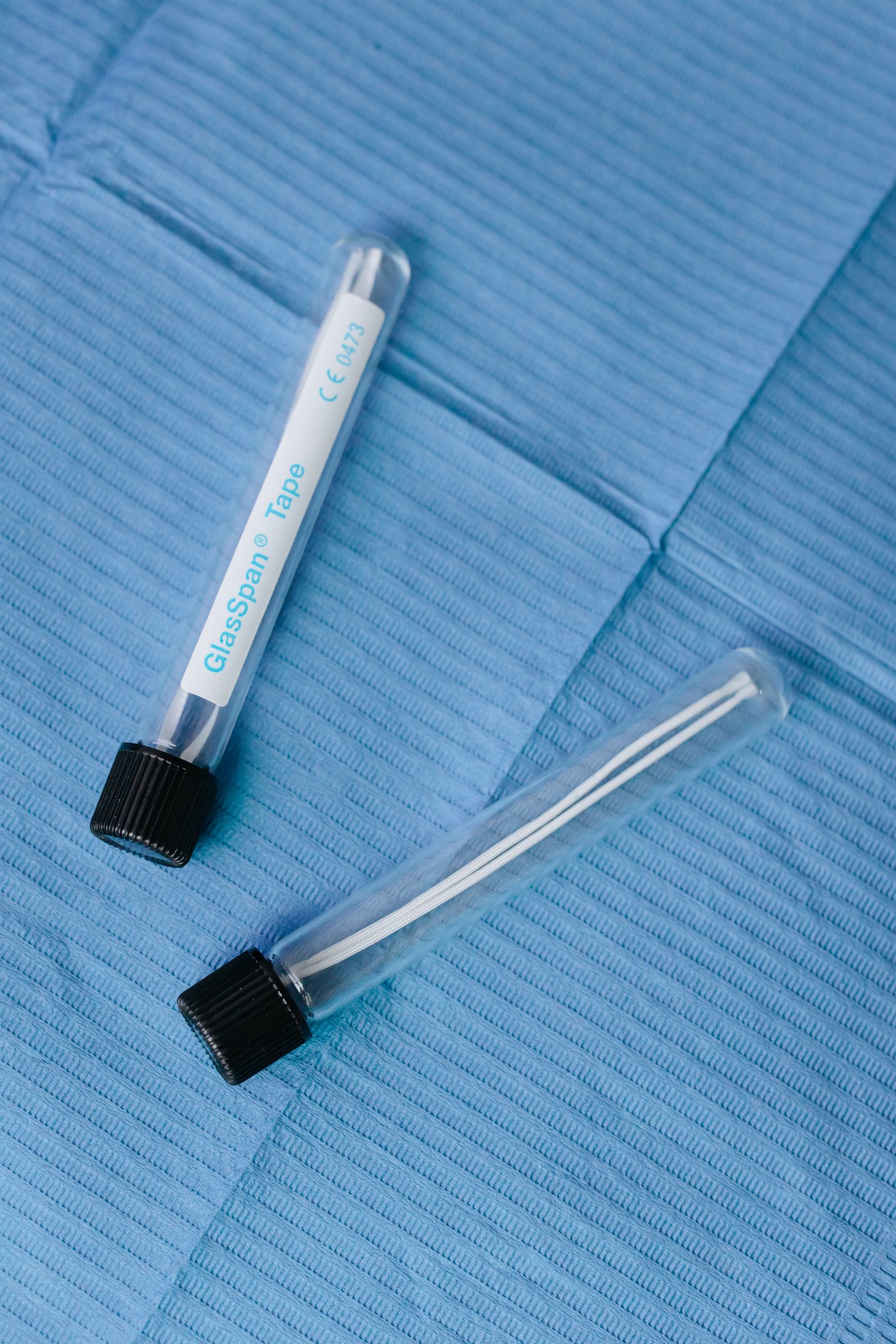 A single sterile instrument on a surgical drape