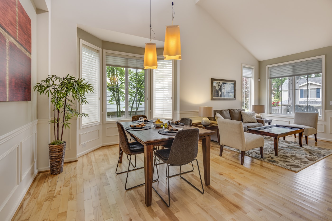 Open-plan dining and living space