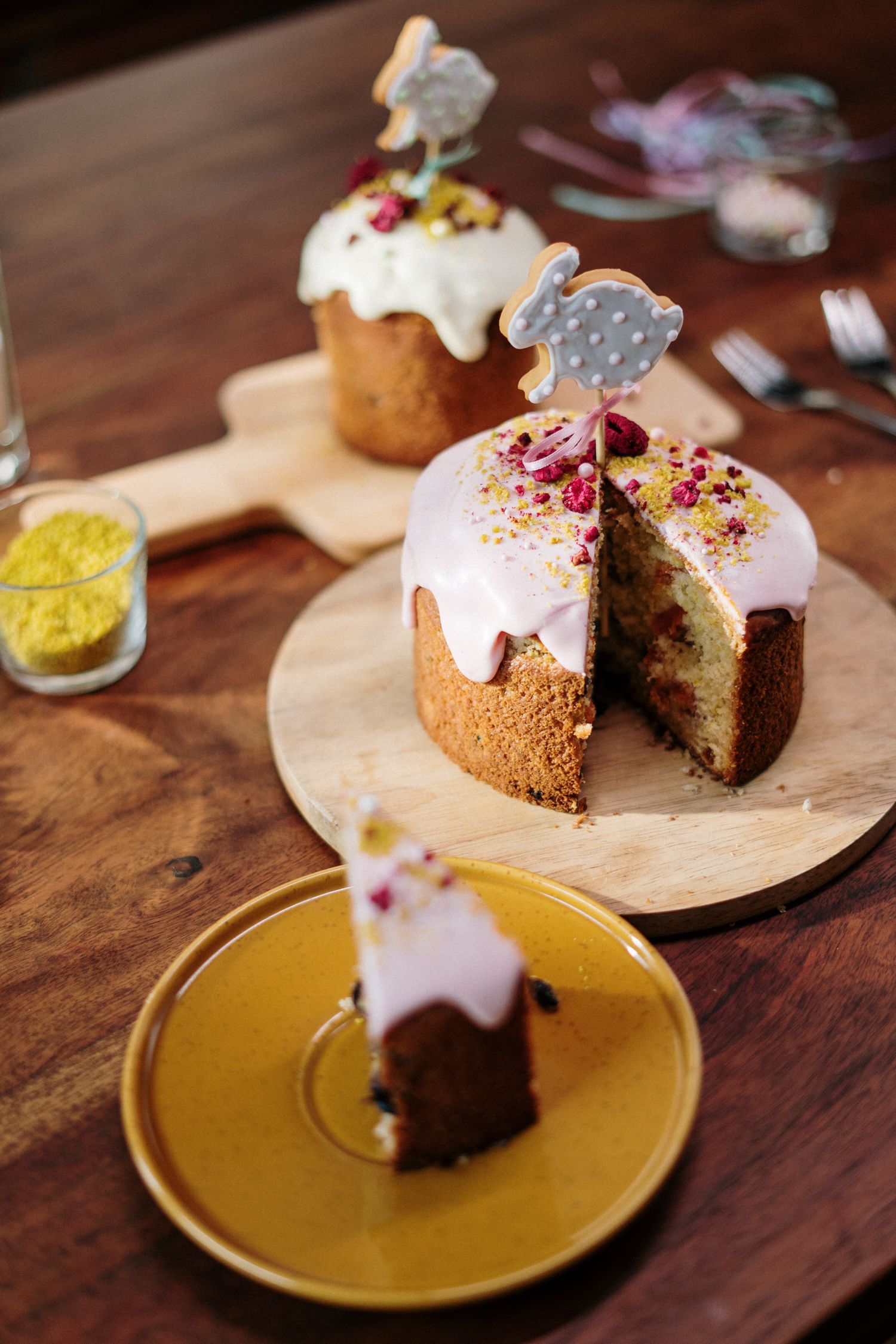 A cake on a board