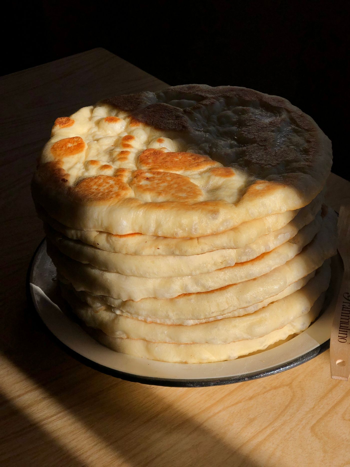 Flatbread in soft window light