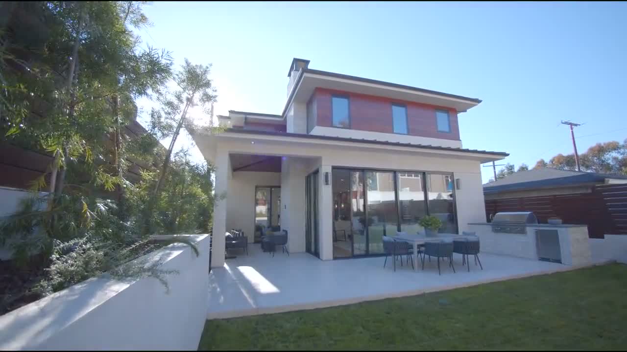 A finished residential roofline and home exterior