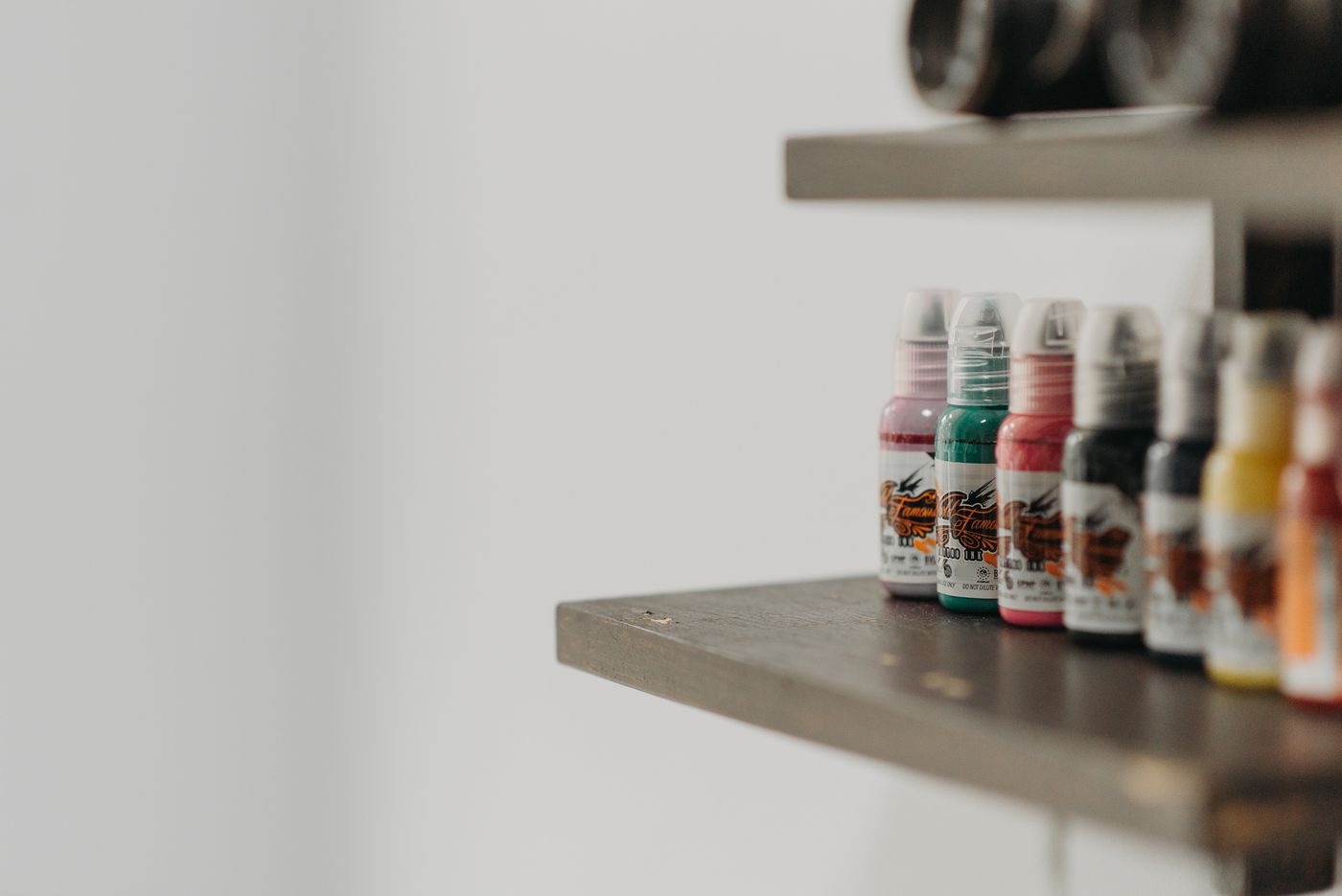 Tattoo ink cups on the tray