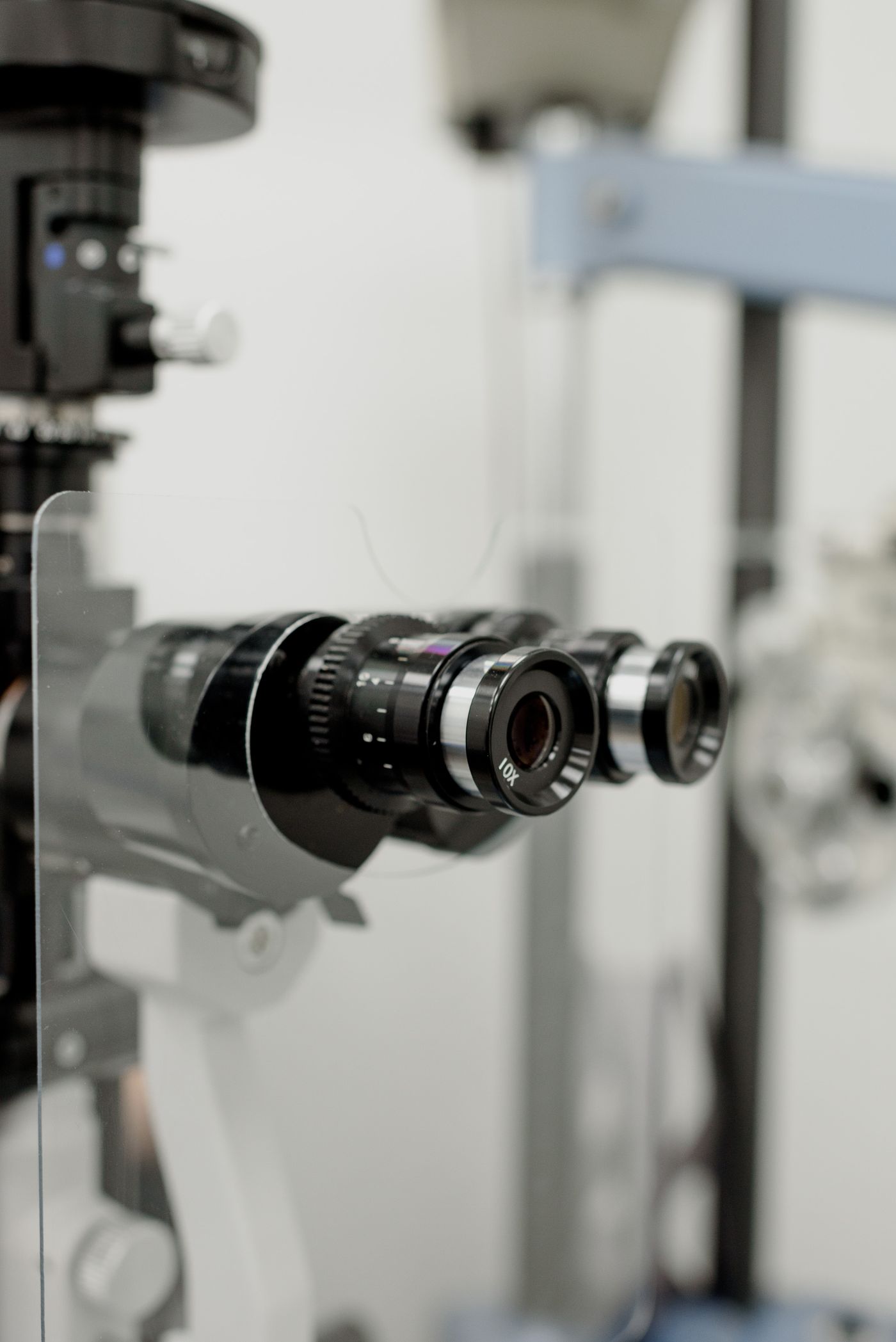 A clinical diagnostic instrument in an eye-care exam room