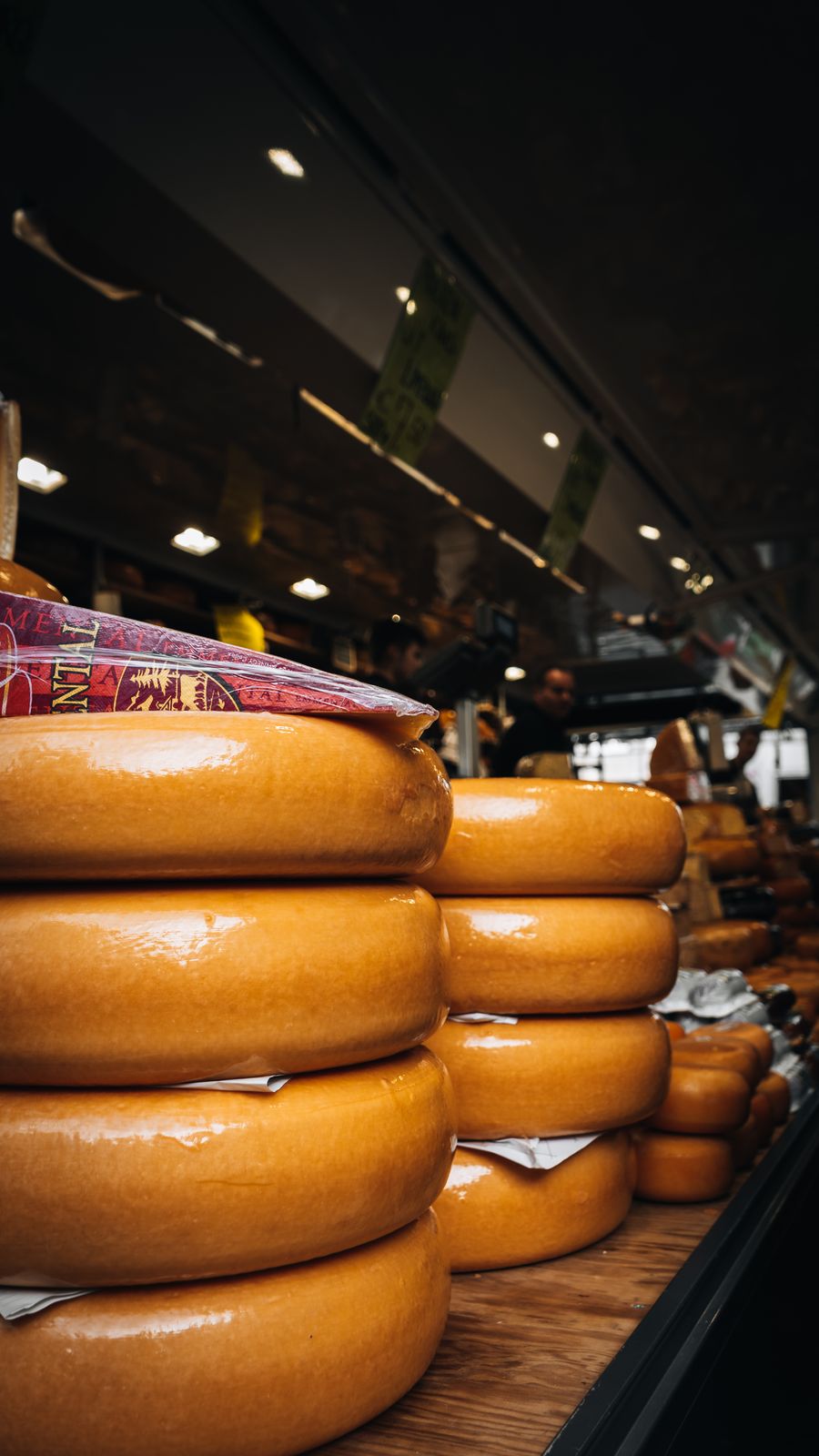 Waxed Italian cheese wheels