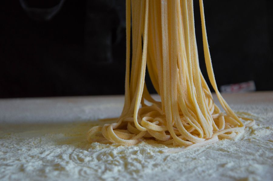 Fresh pasta hanging