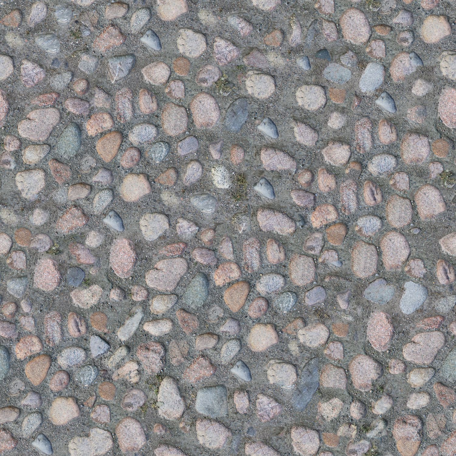 Varied rounded cobblestone