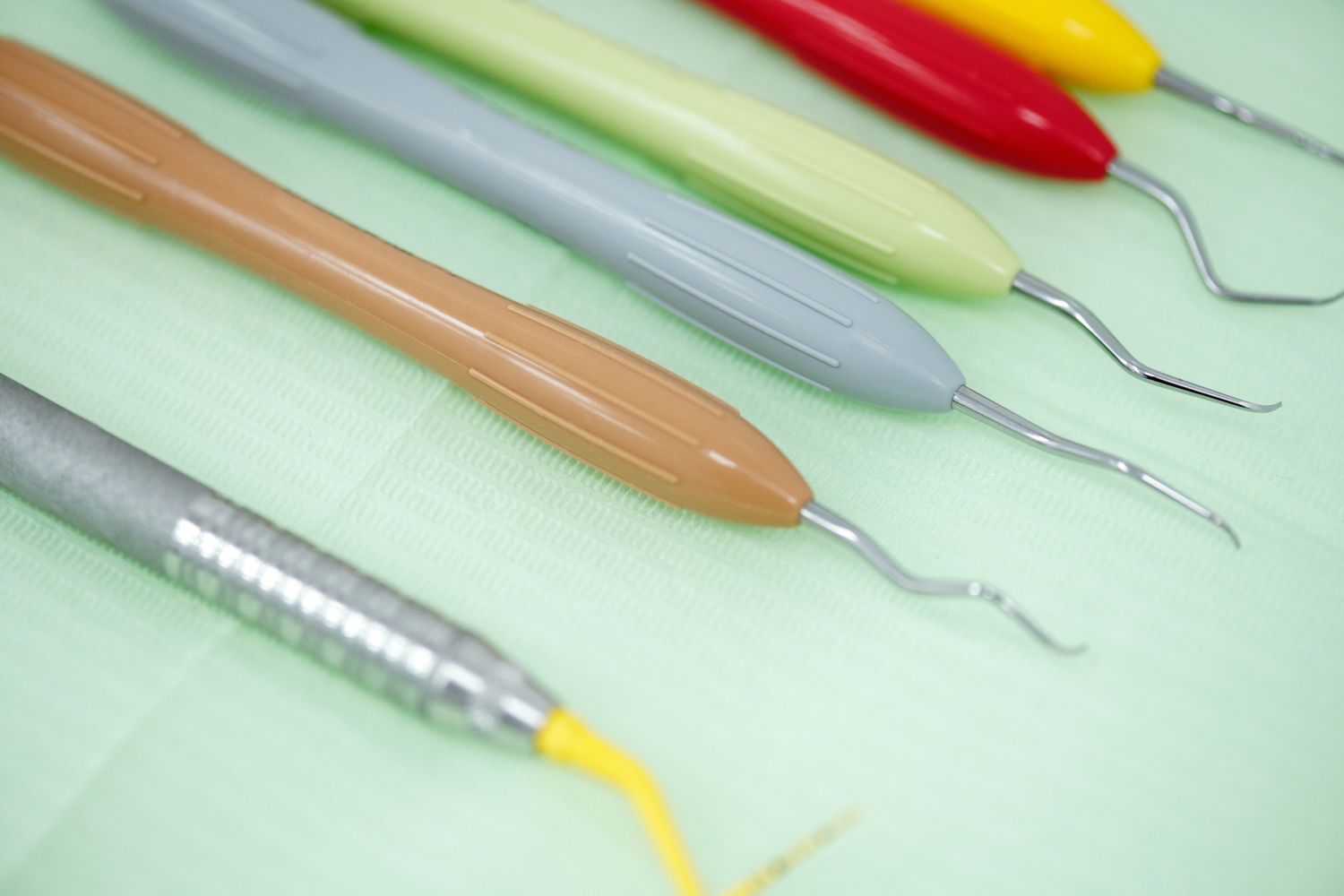 Clean dental instruments laid out on a tray