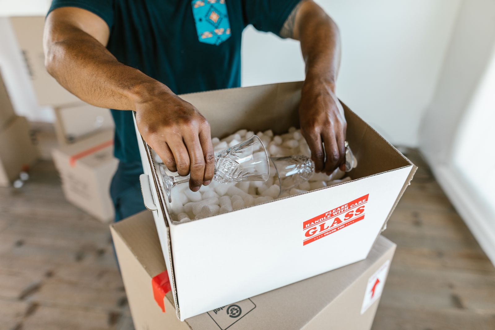 Fragile items packed carefully