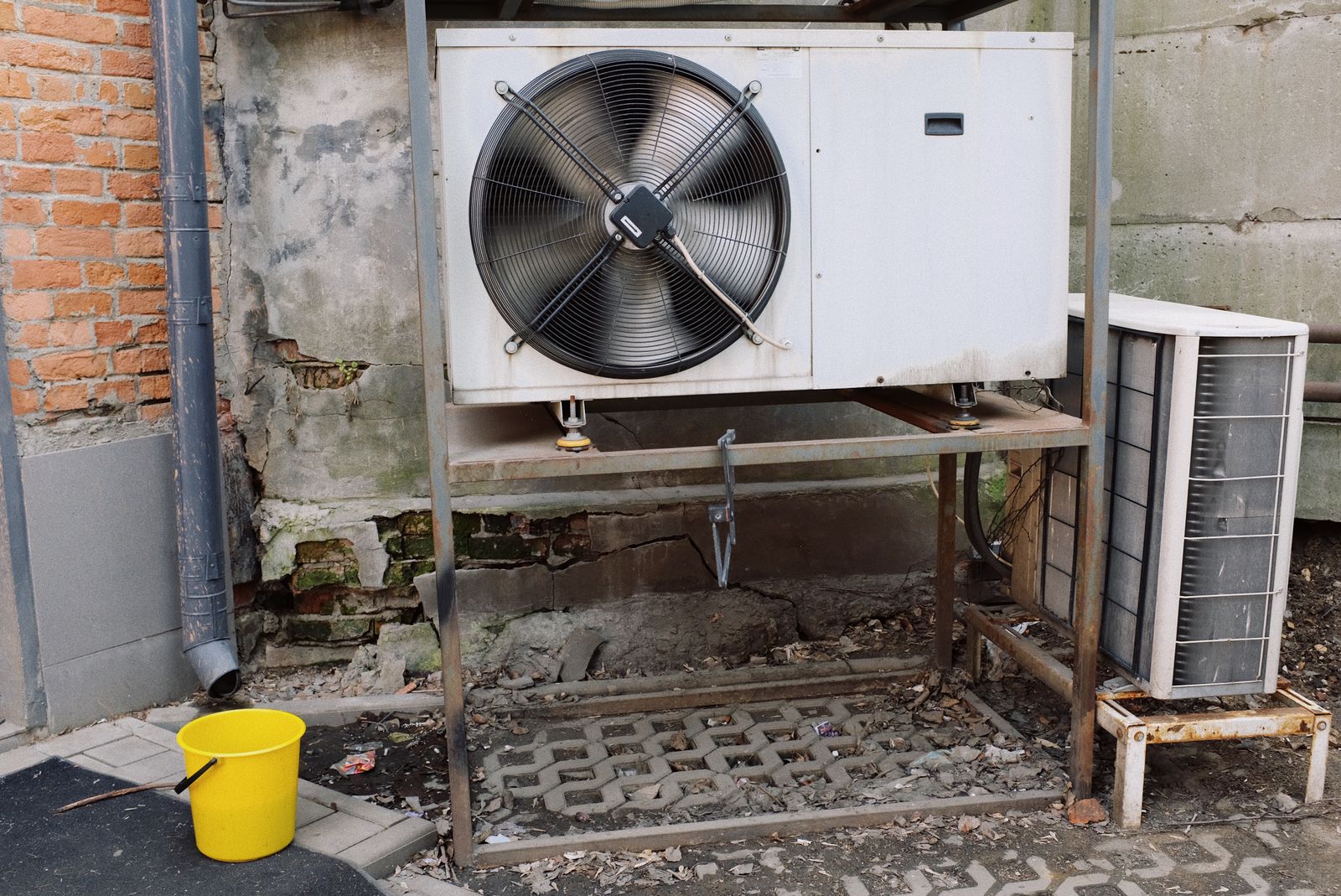 Row of outdoor condenser units