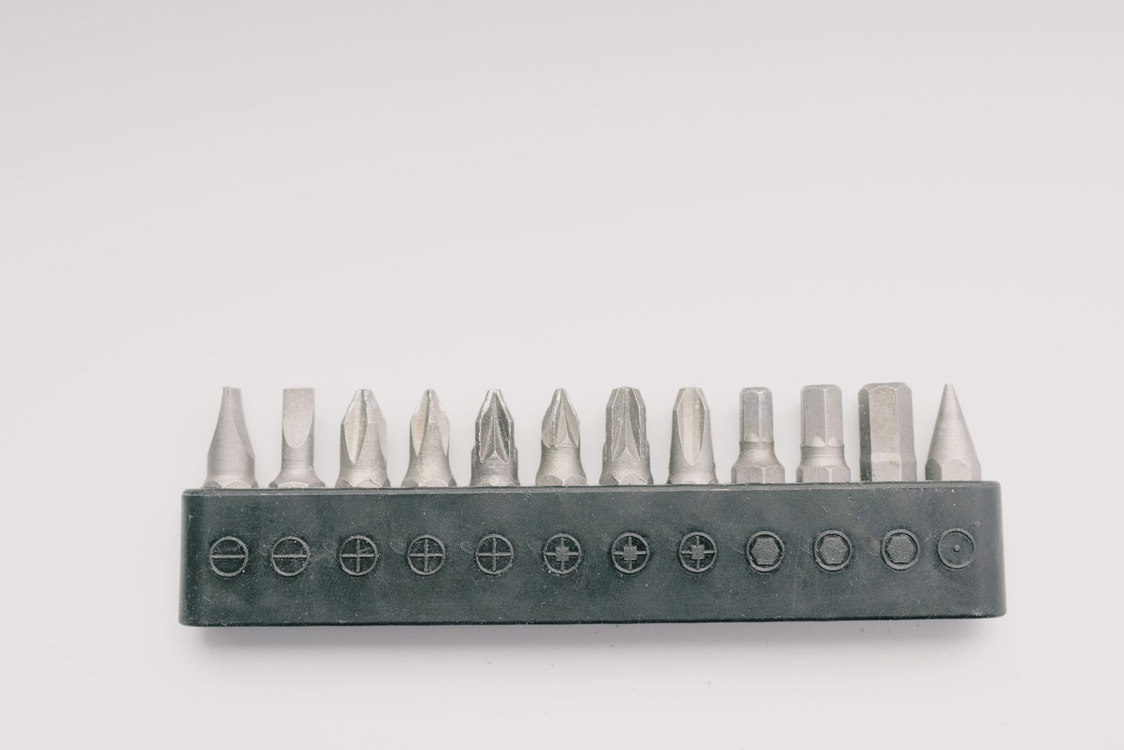 Rack of driver bits and tools