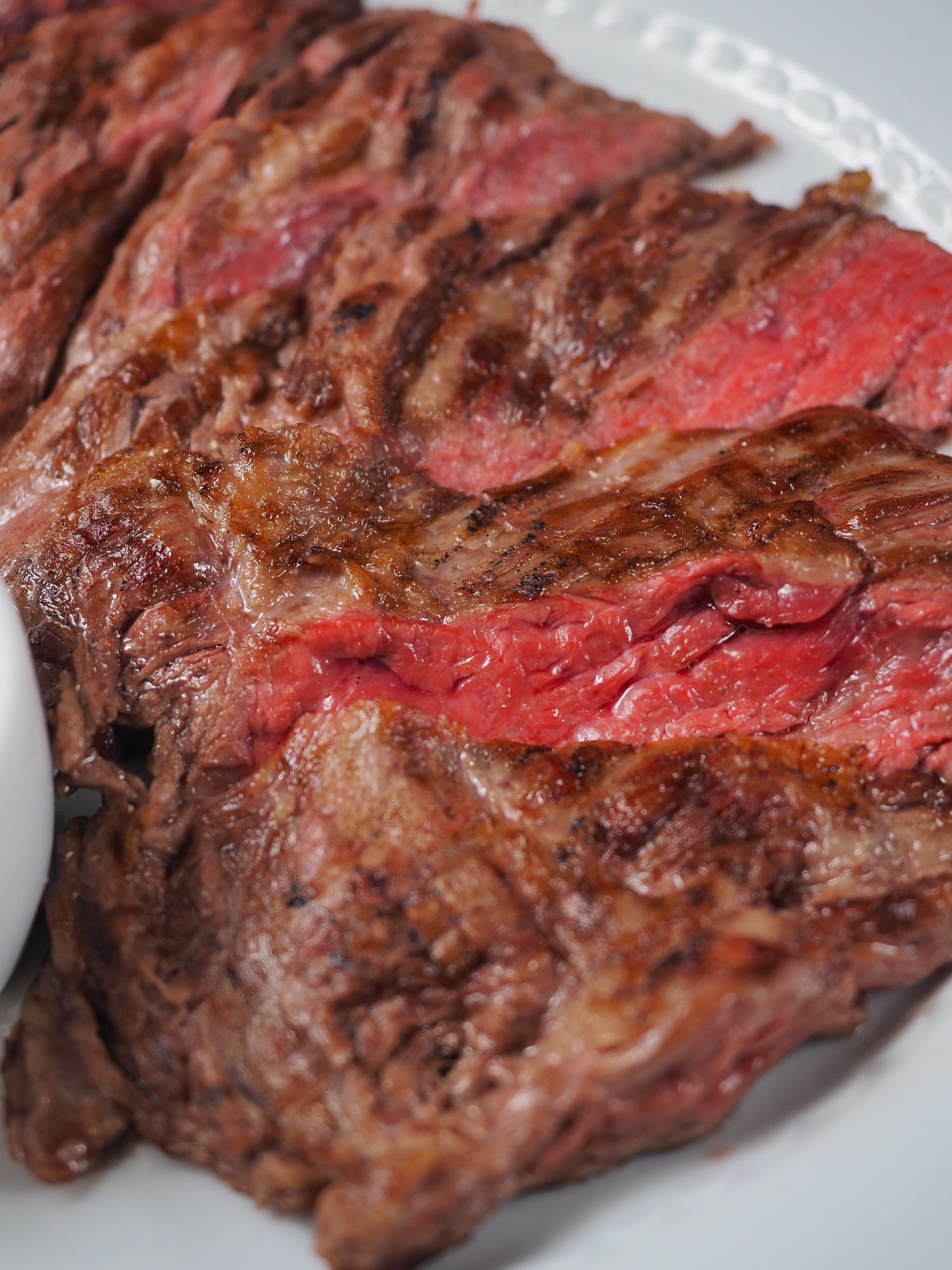 A seared premium steak photographed close up