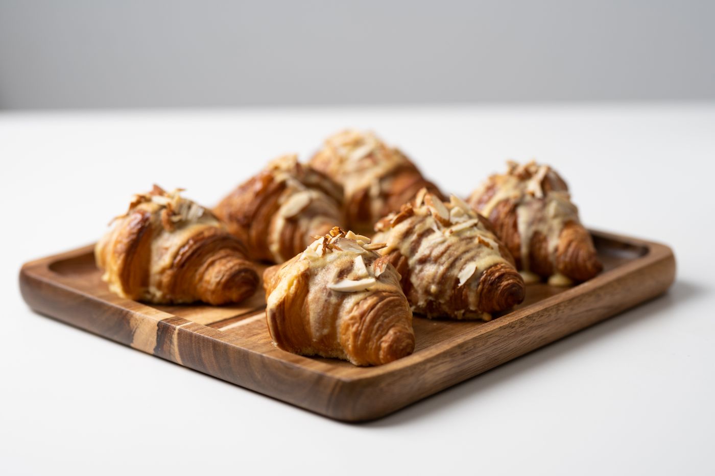 Tray of almond croissants