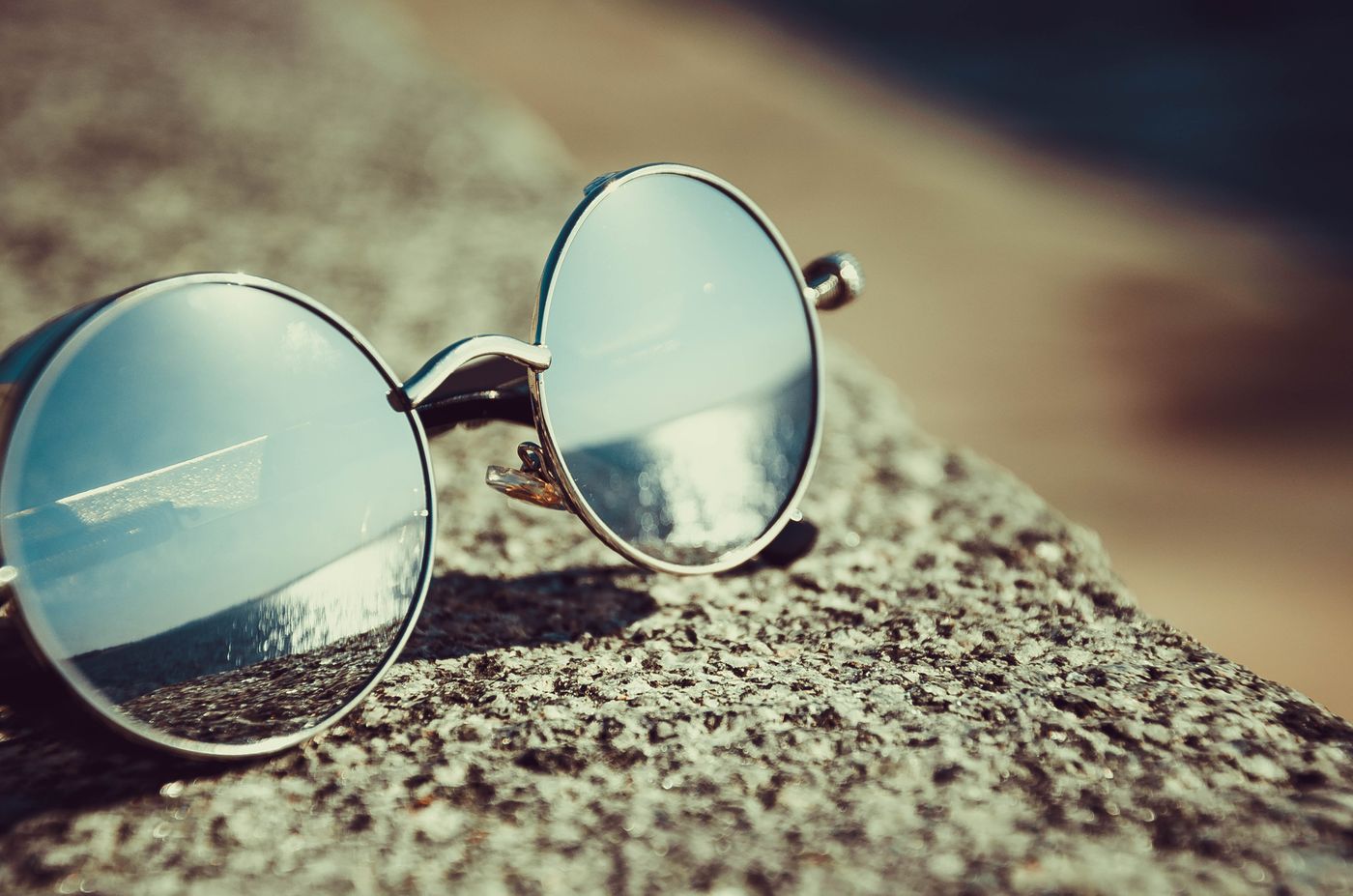 Round sunglasses, no face