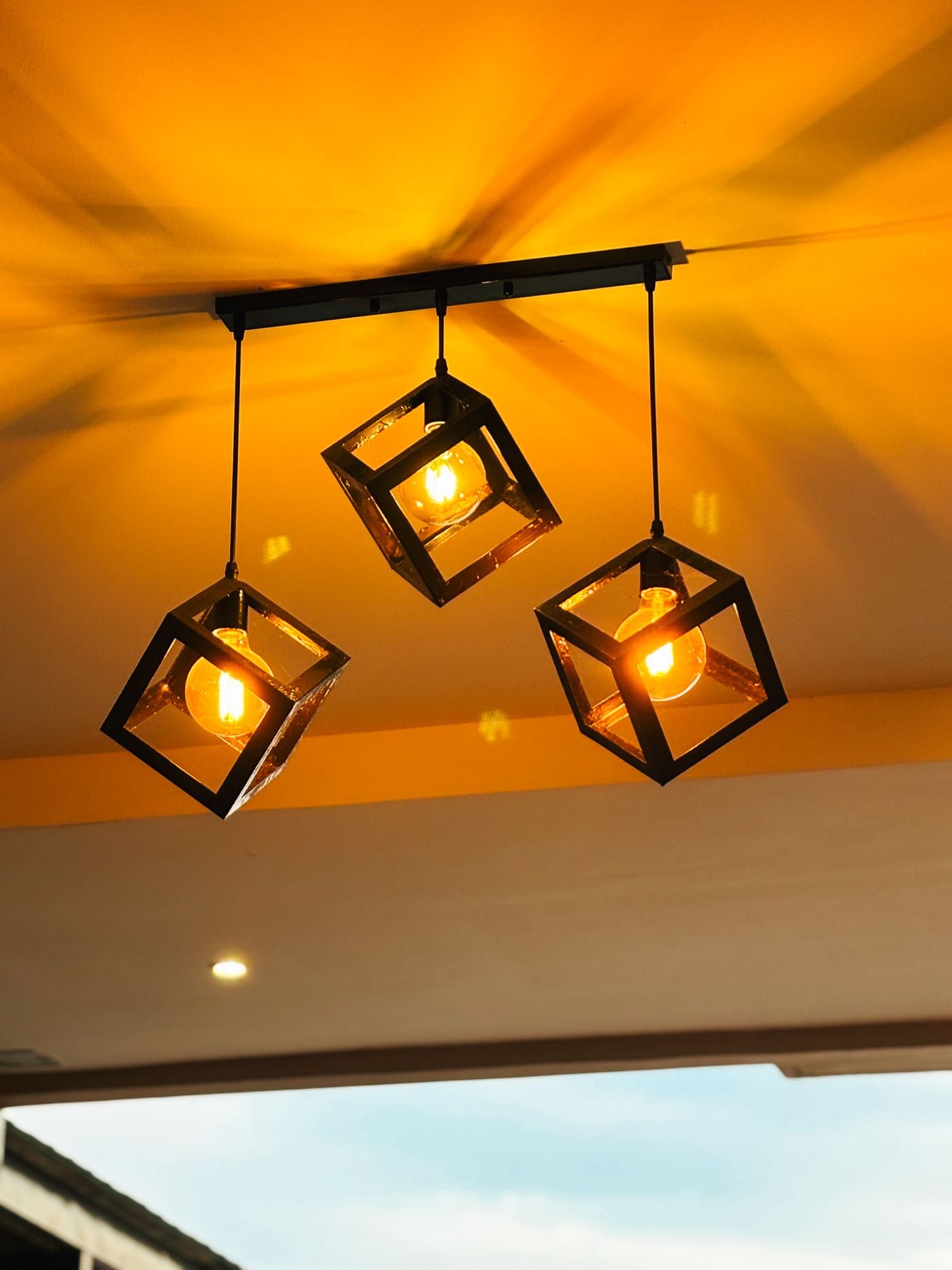 Caged pendant light fixtures