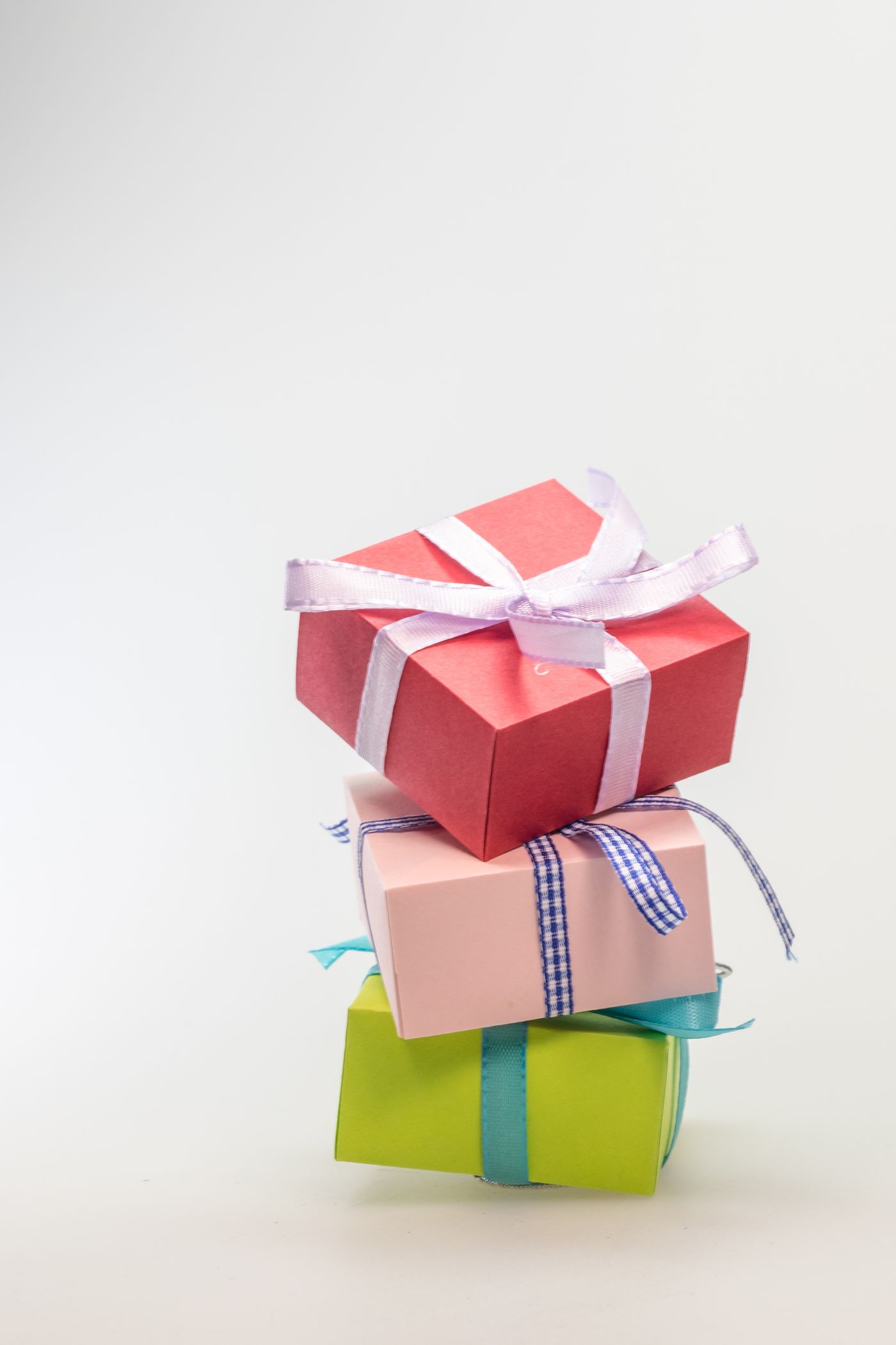 Wrapped gift boxes with ribbon