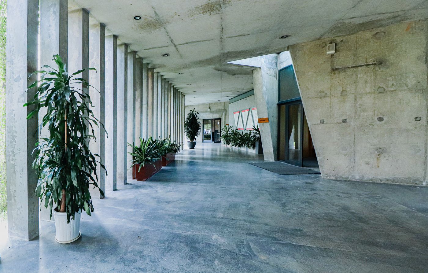 Close detail of a glossy metallic epoxy floor coating