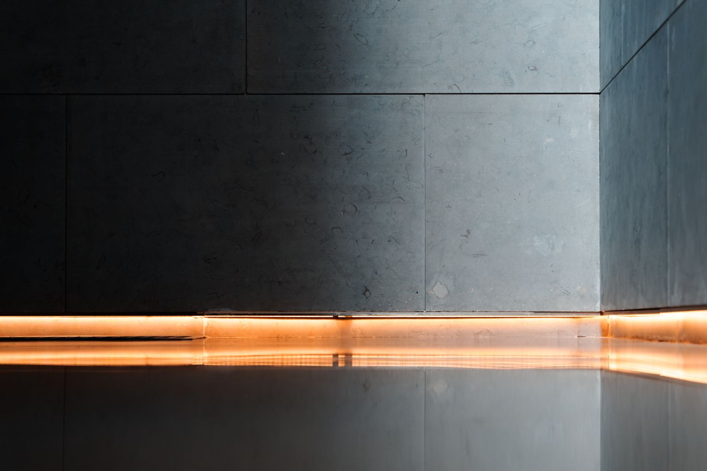 Glossy reflective epoxy floor surface