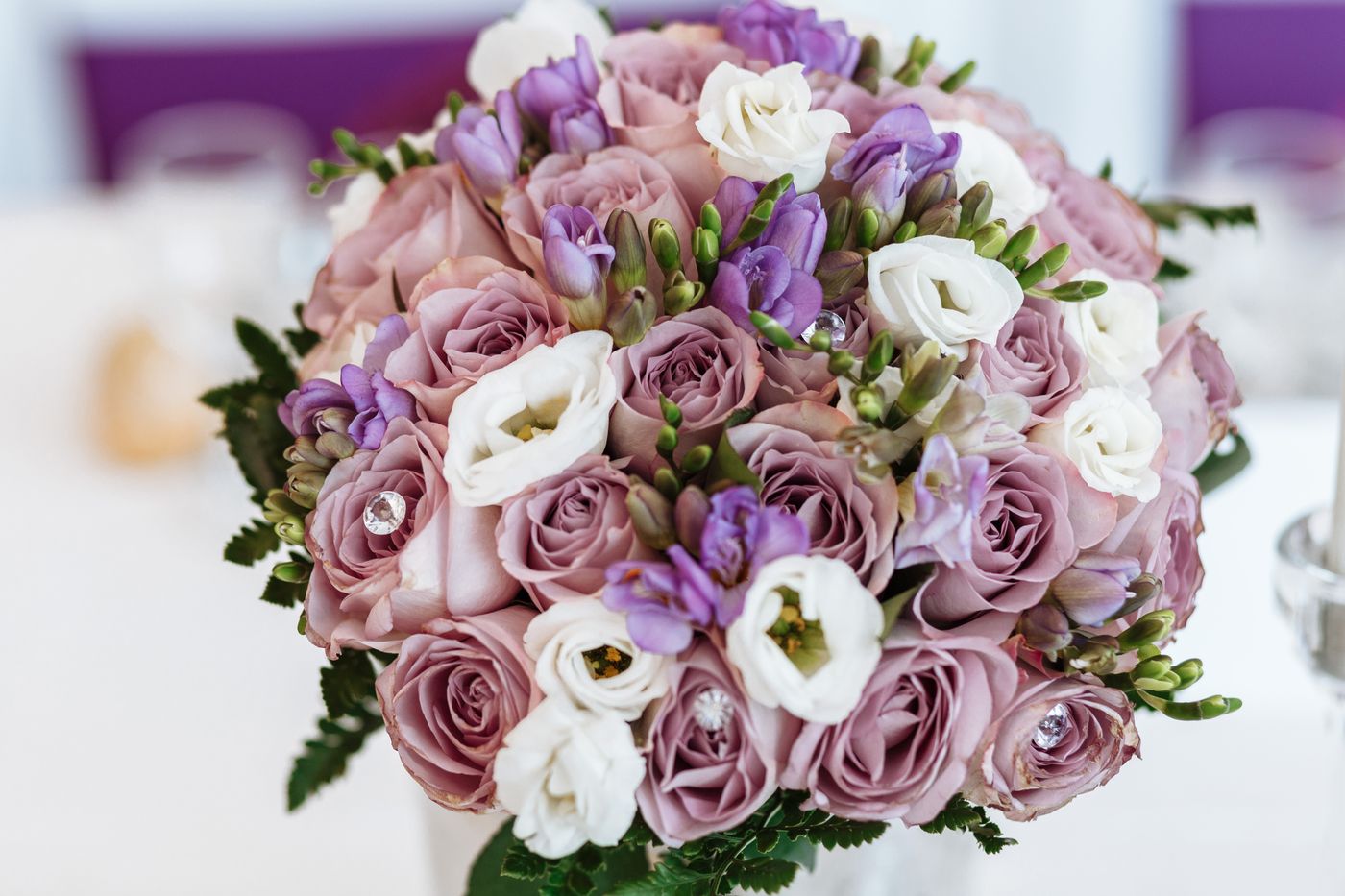 Soft mauve and white wedding bouquet