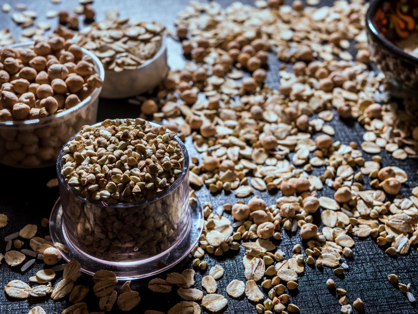 A jar of seeds and oats