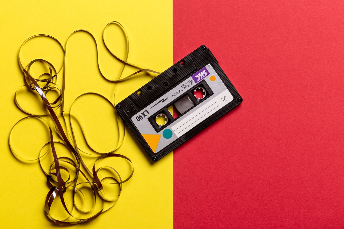 Retro cassette flat lay