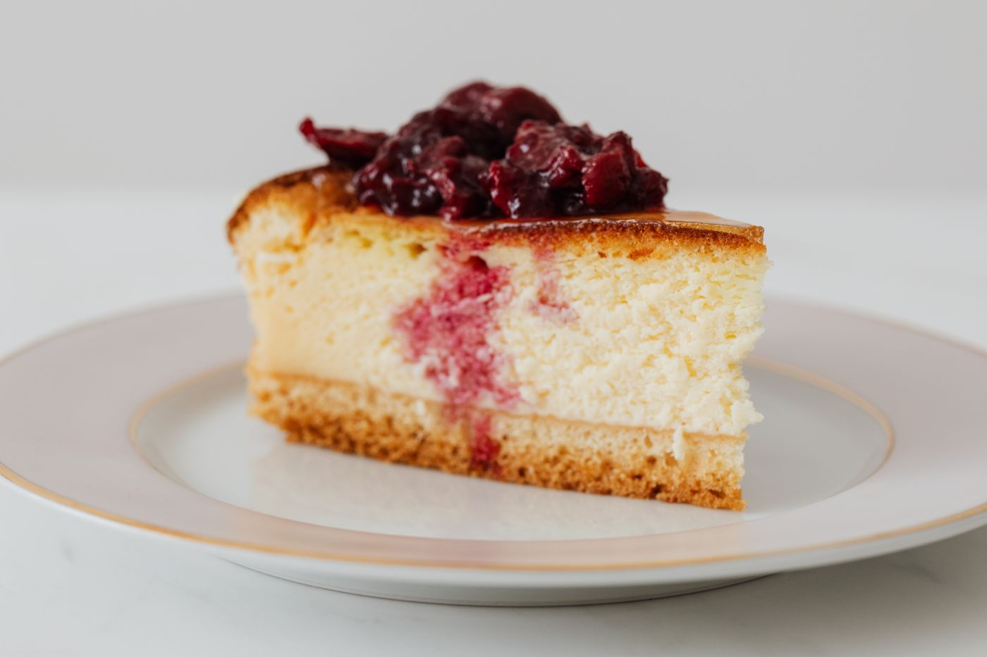Slice of cheesecake on a plate