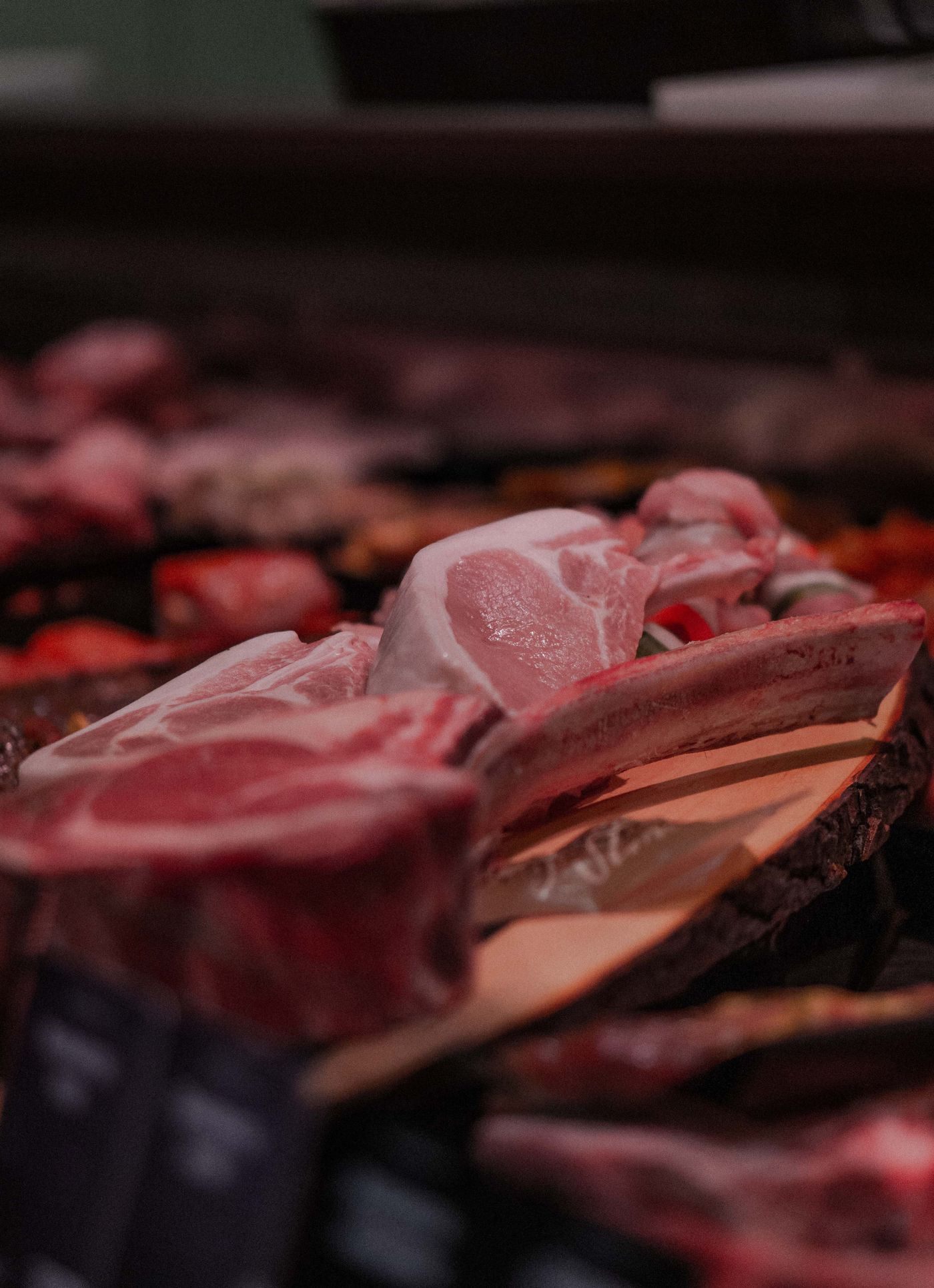 Smoked and cured meats in the deli case