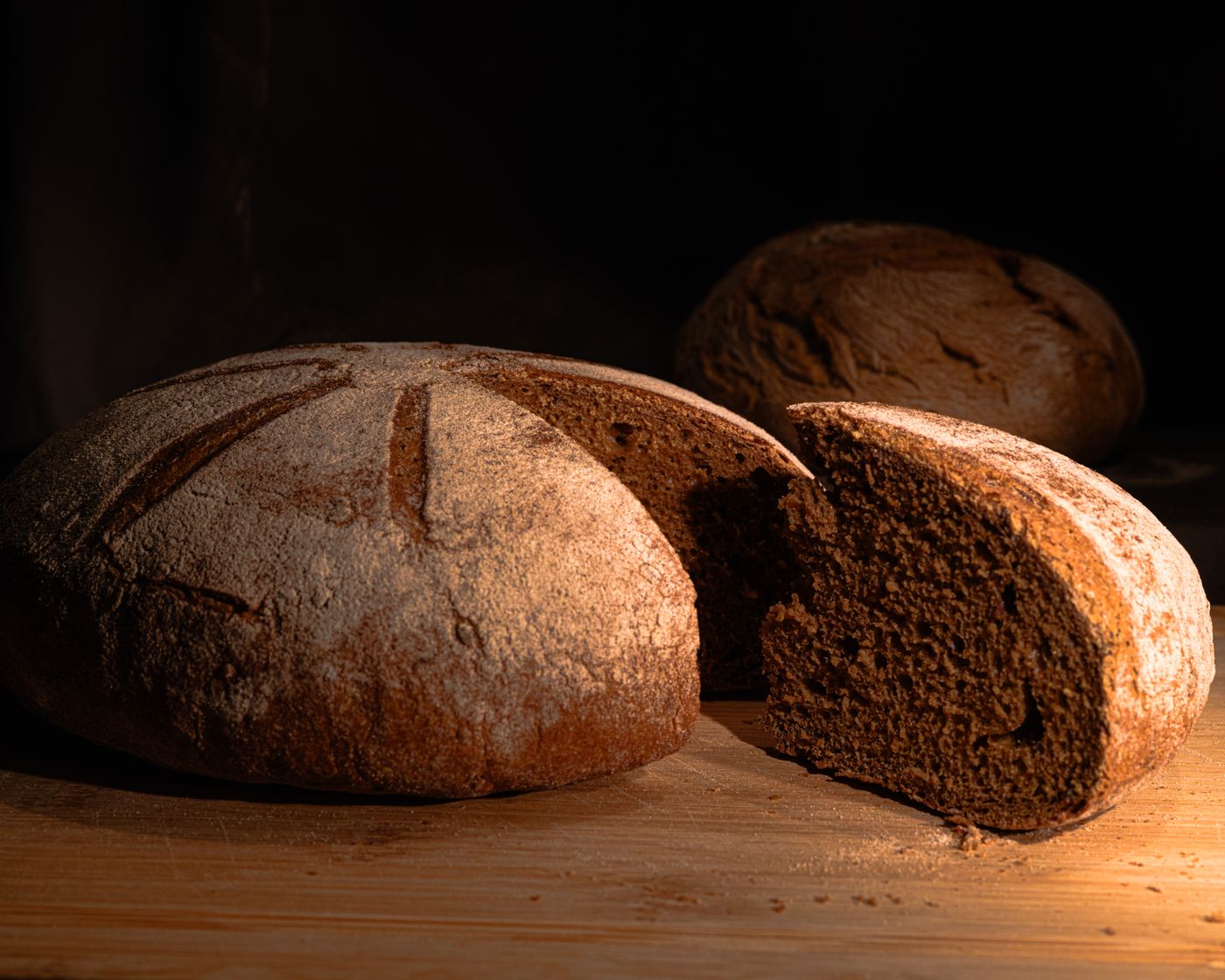 Rustic dark European loaves