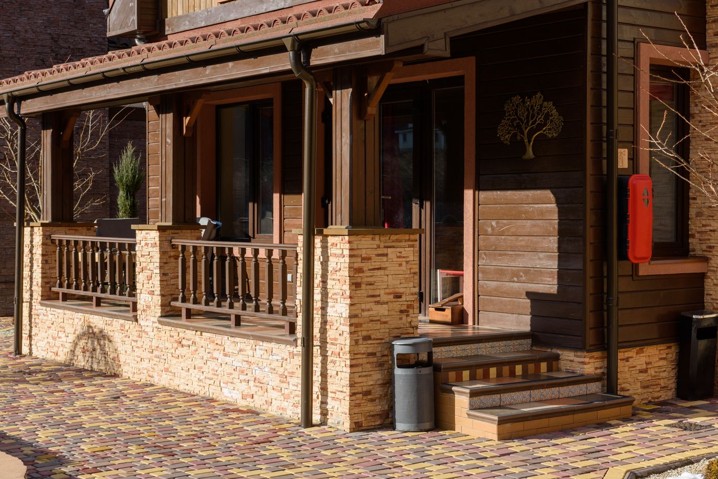 Clean wood and stone home siding