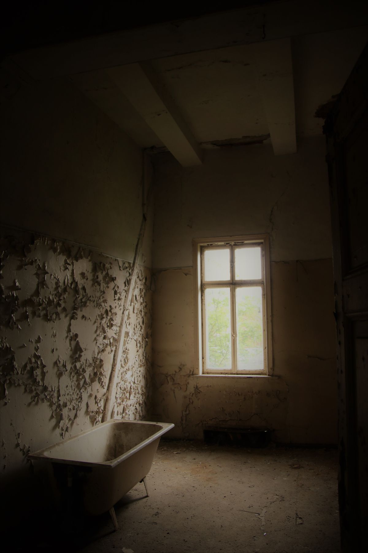 Fire- and smoke-damaged room before restoration