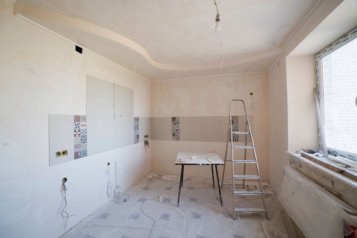 A room mid-rebuild during restoration