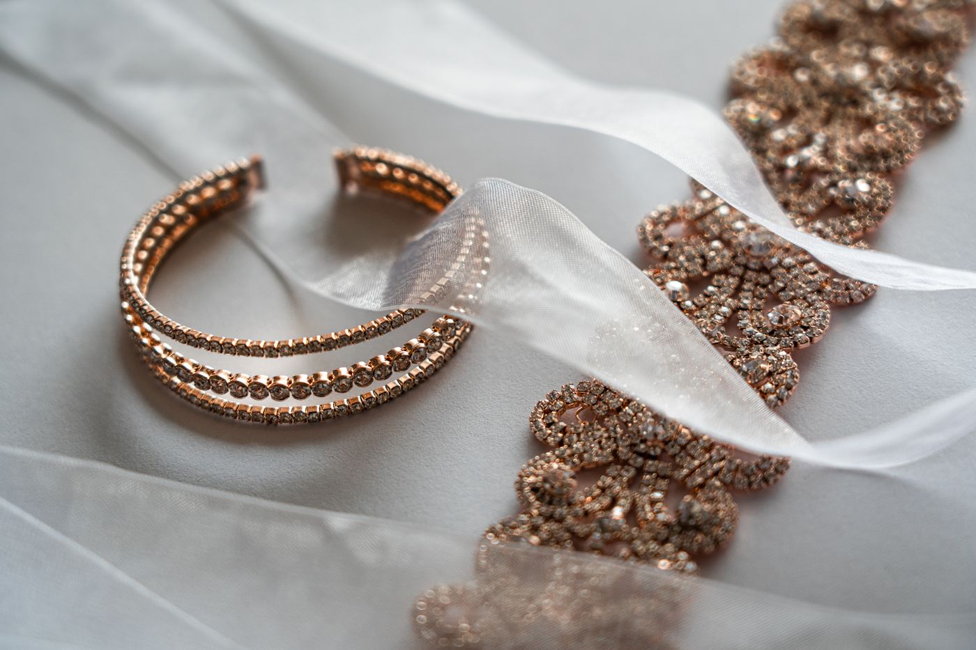 A rose-gold pavé bracelet
