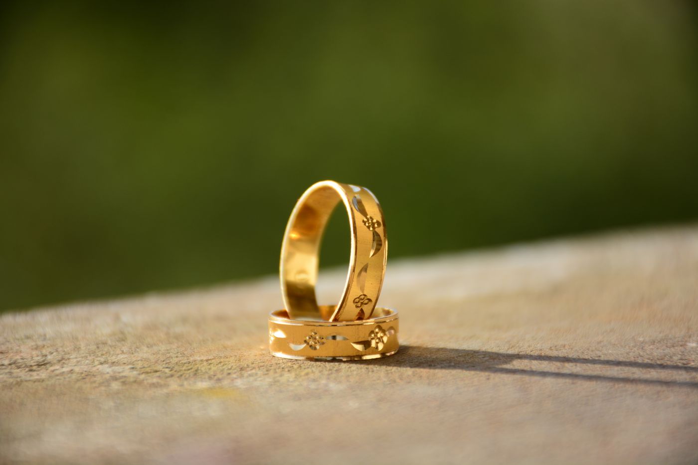Two engraved gold bands