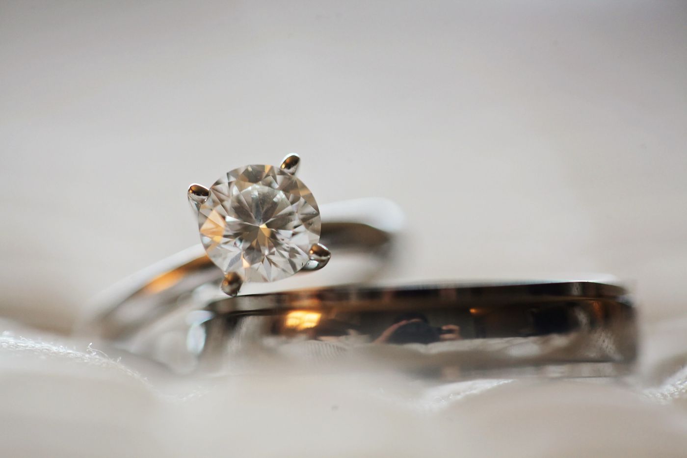 A solitaire diamond ring, close up