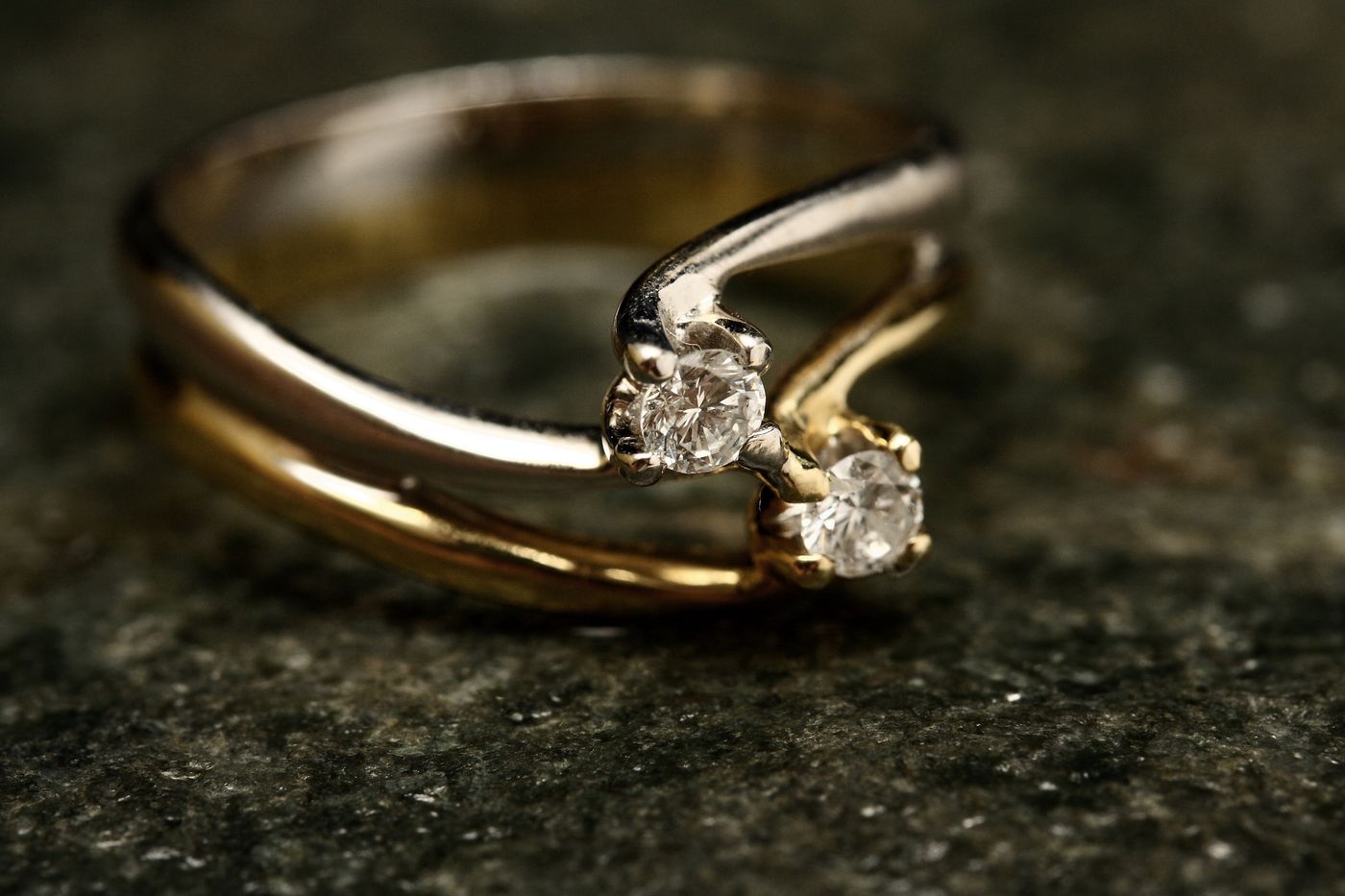 A two-stone gold ring