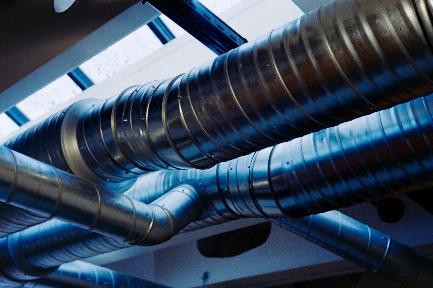 Close-up of a metallic ventilation system