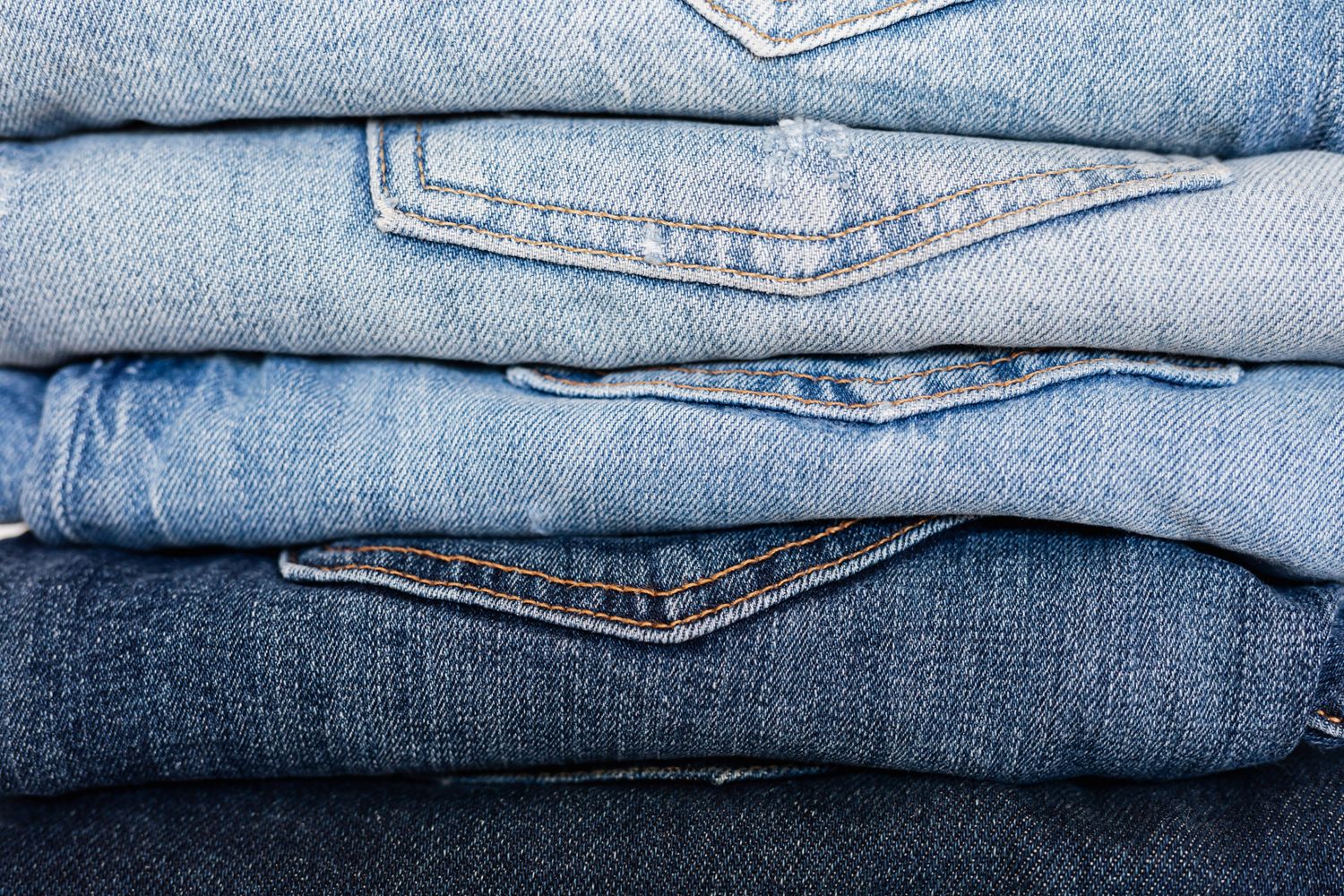 Folded denim stacked