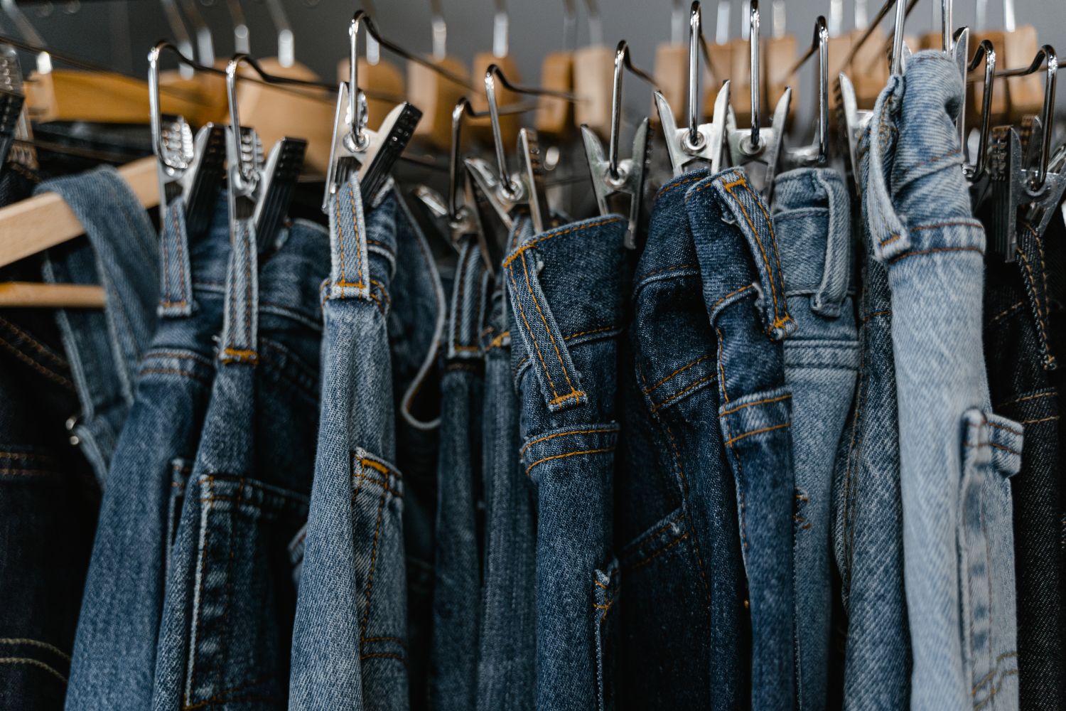 A rail of denim