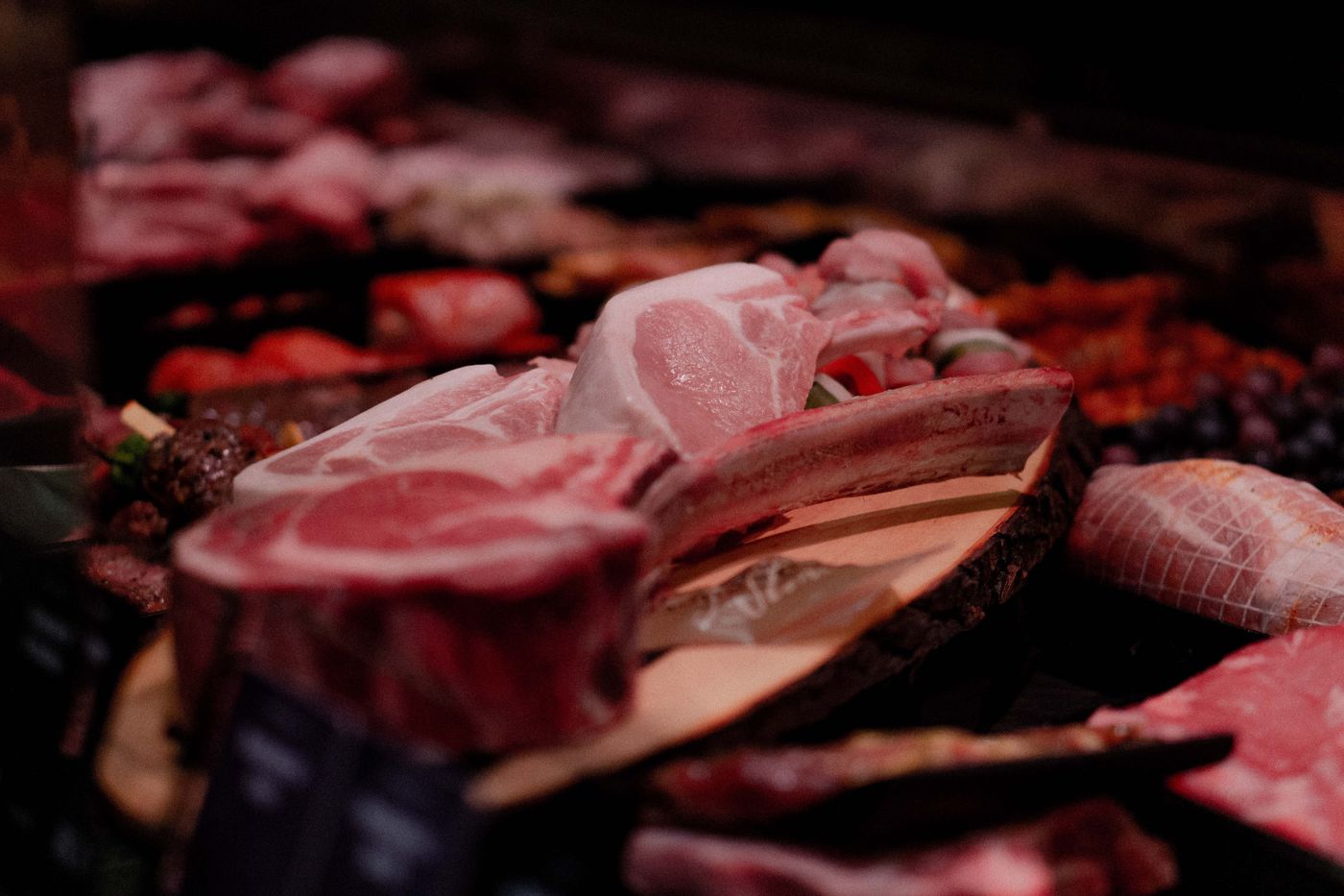 Assorted raw cuts on a tray
