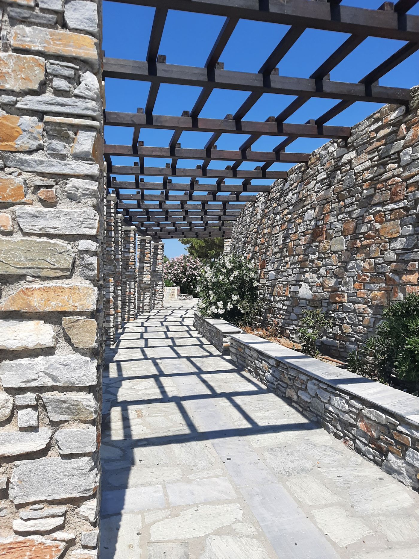 Stone pergola walkway