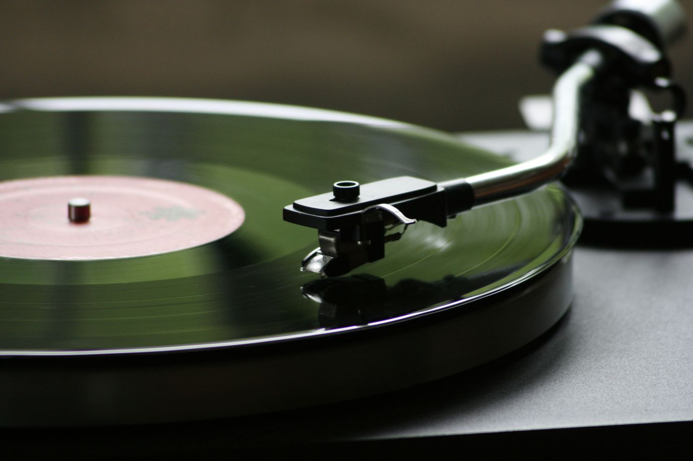 A record on a turntable