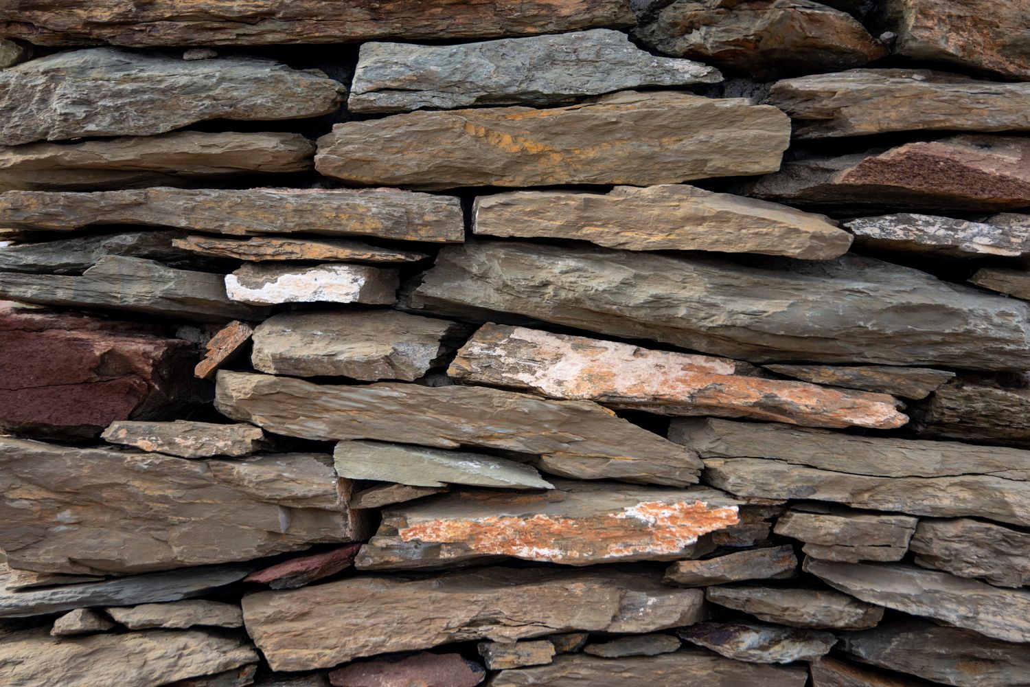 Finished stacked natural-stone wall