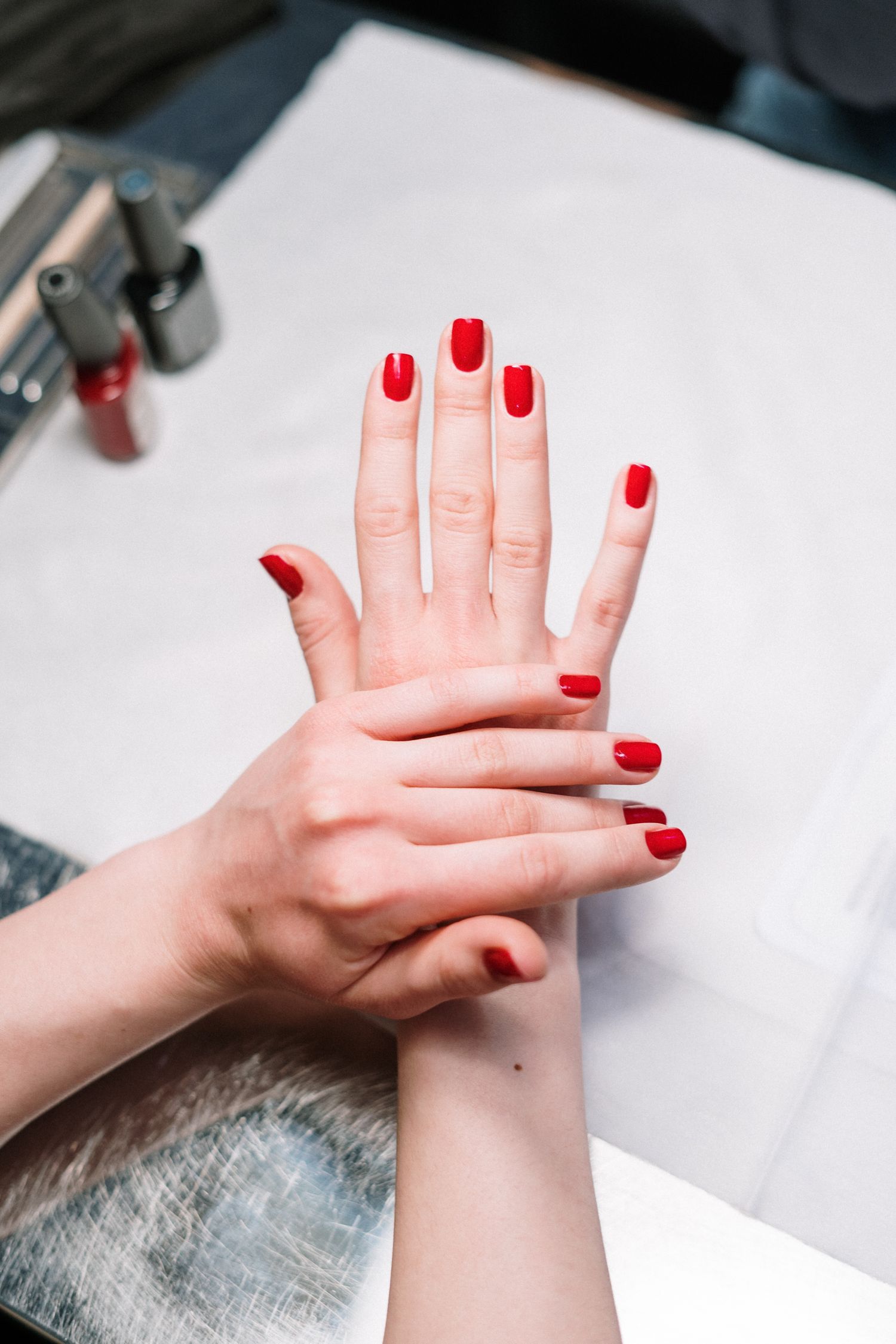 Polished nails on a cloth