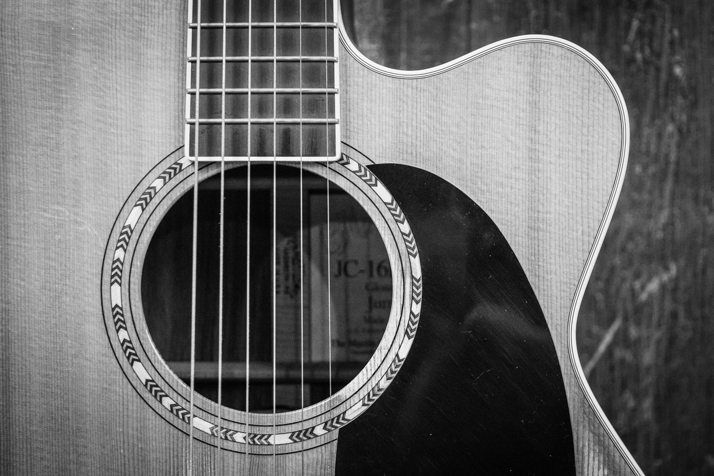 Acoustic guitar soundhole detail
