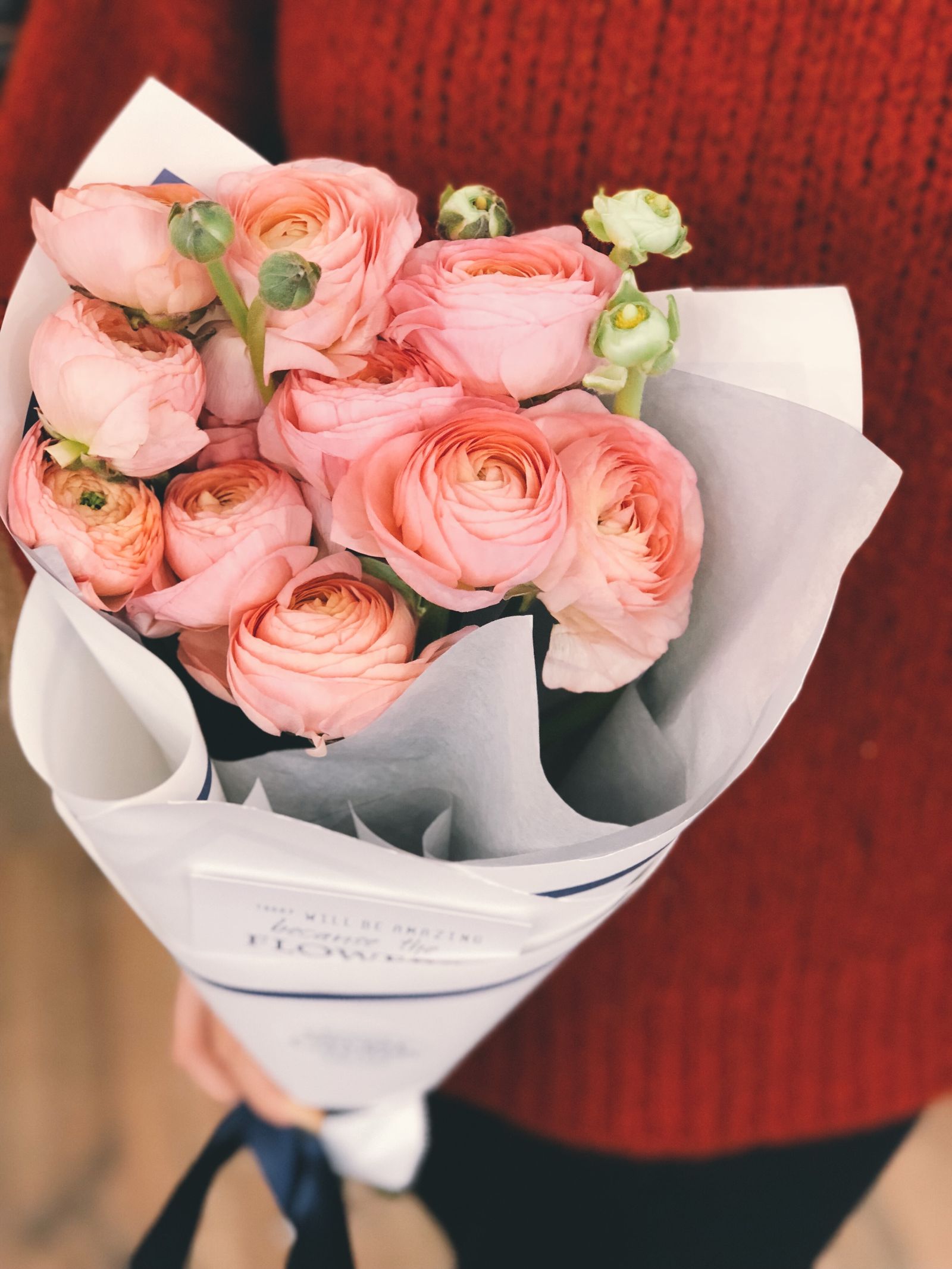 Wrapped seasonal hand-tied bouquet