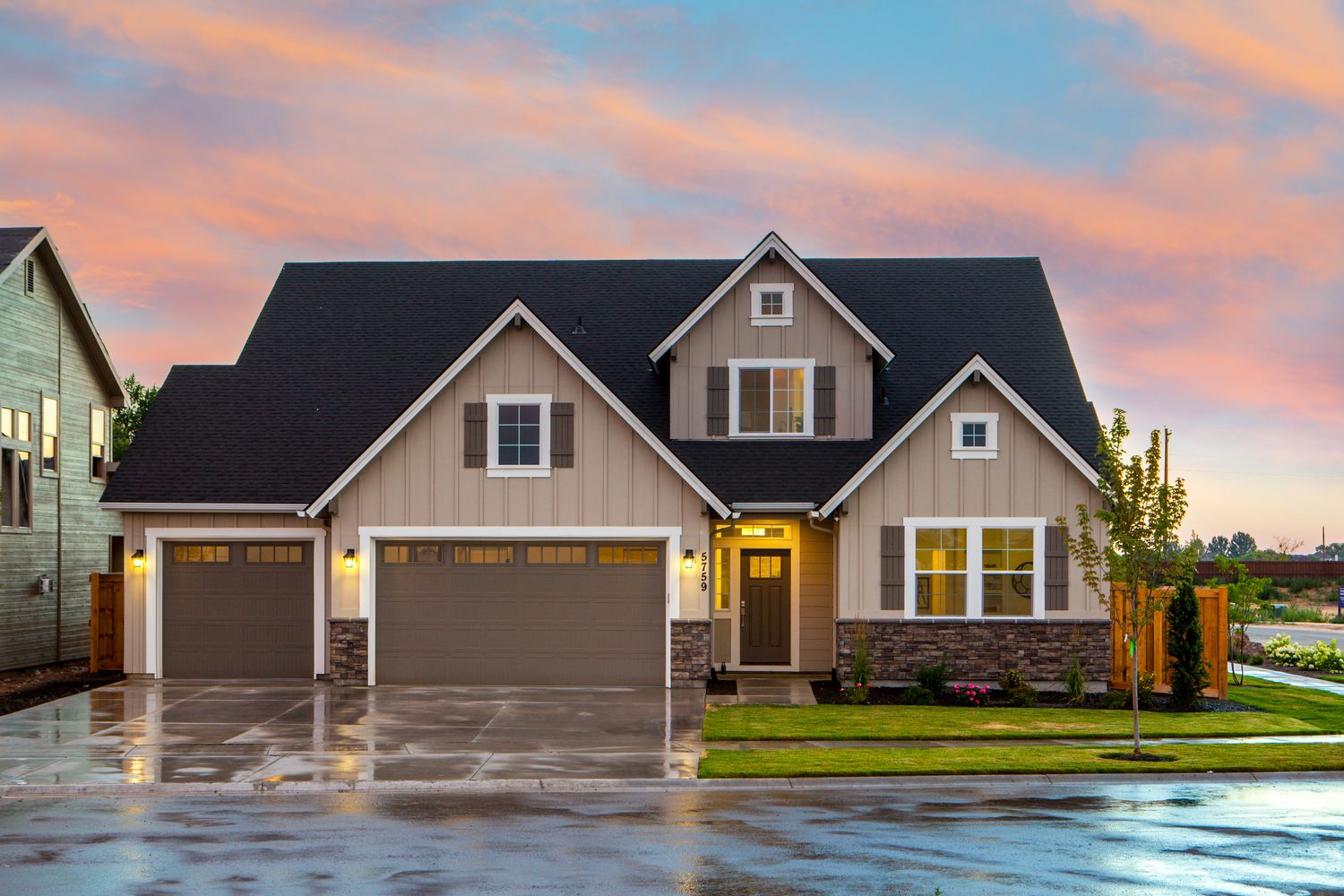 Modern home roofline and gutters