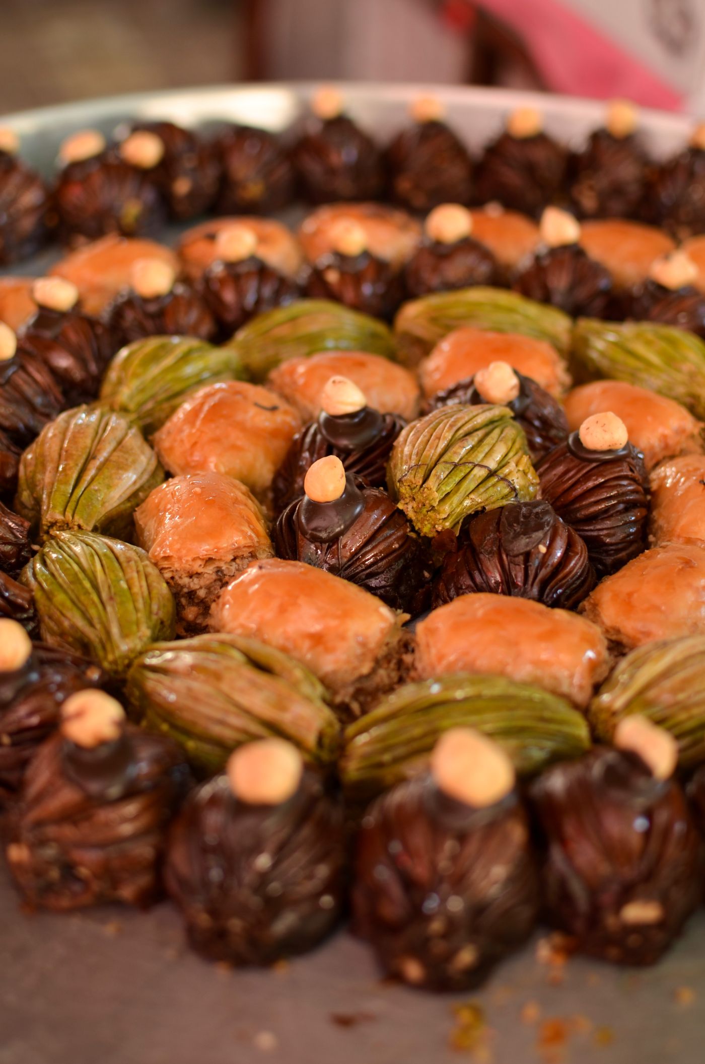 Baklava on a dark surface
