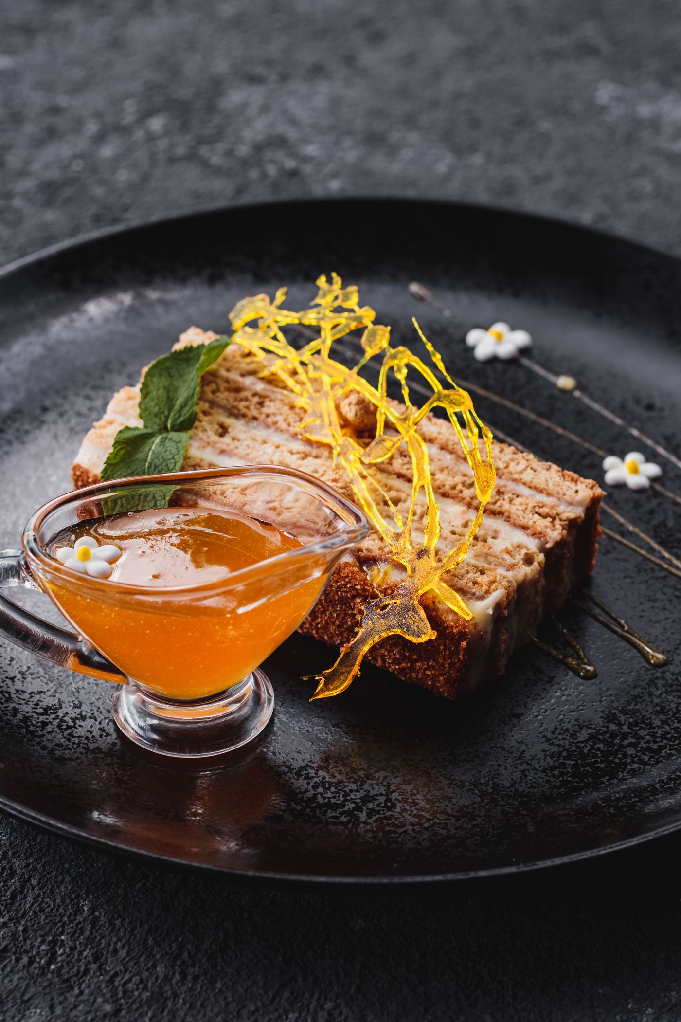 Honey-soaked layered dessert