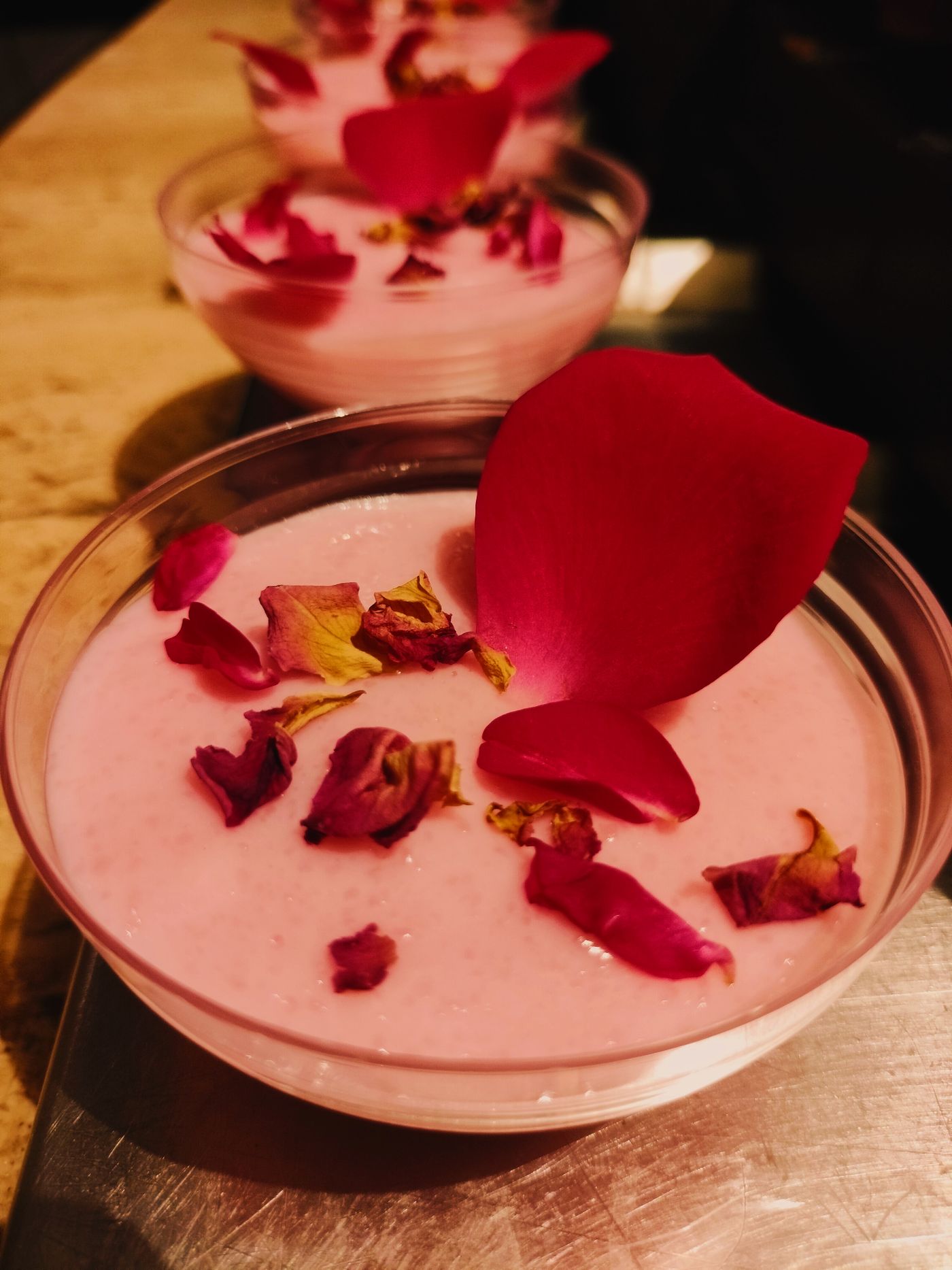 Rose petal pudding
